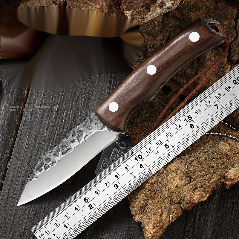 Kitchen Knife, Hand Made Forged Mongolian Knife Mutton Damascus Pattern  Sharp Fixed Blade Knife