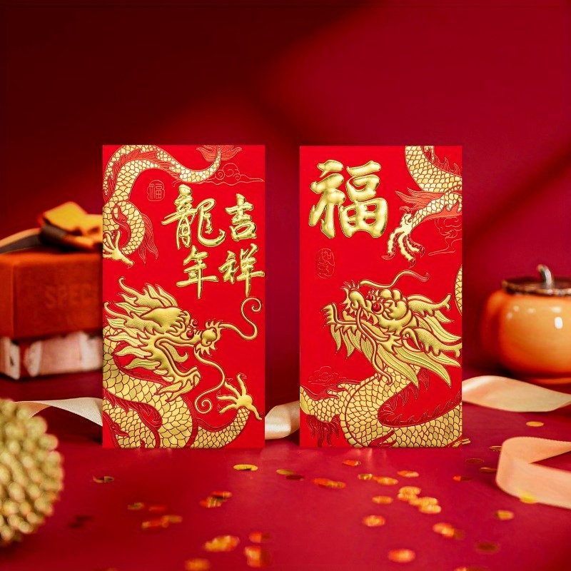 1 paquet/6 pièces enveloppe rouge chinoise décoration du - Temu France