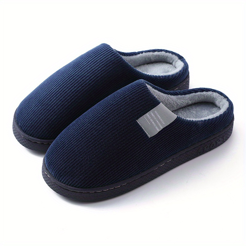 Men's Solid Color Cozy House Slippers, Lightweight Breathable Anti-skid Fuzz Lined Slip-on Shoes For Indoor Walking, Autumn And Winter