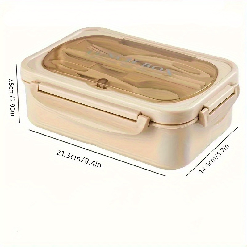 1pc Plastic Lunch Box With Cutlery, Modern Multi-grid Lunch Box