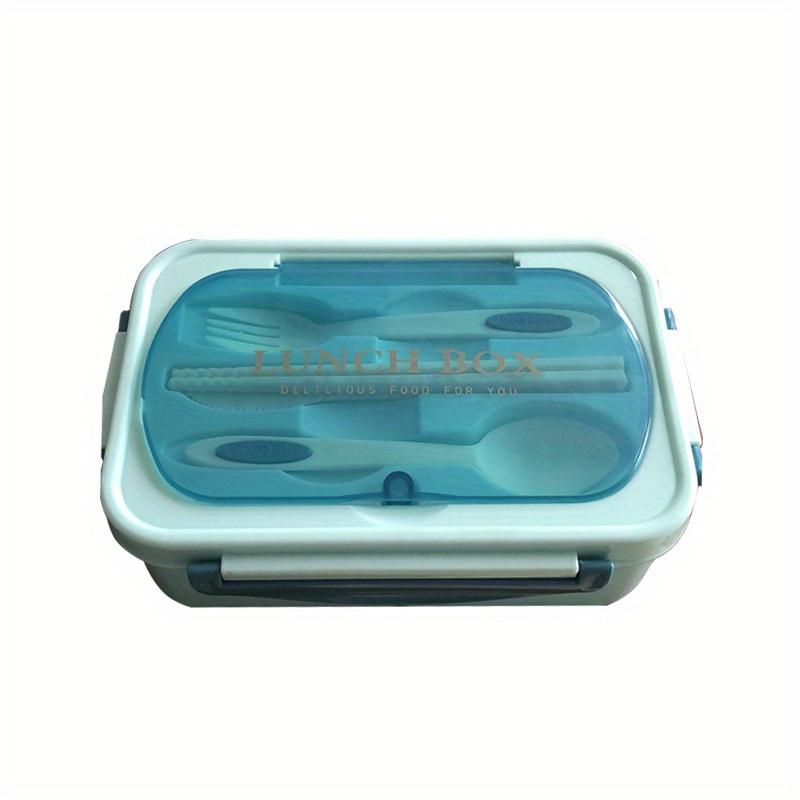 1pc Plastic Lunch Box With Cutlery, Modern Multi-grid Lunch Box