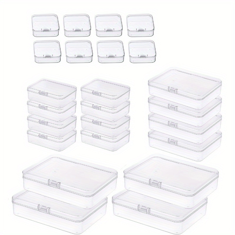 

24pcs/set Mixed Size Transparent Storage Box, Rectangular Empty Mini Plastic Containers With Lid, Suitable For Organizing Sorting Packing Small Items And Jewelry Crafts