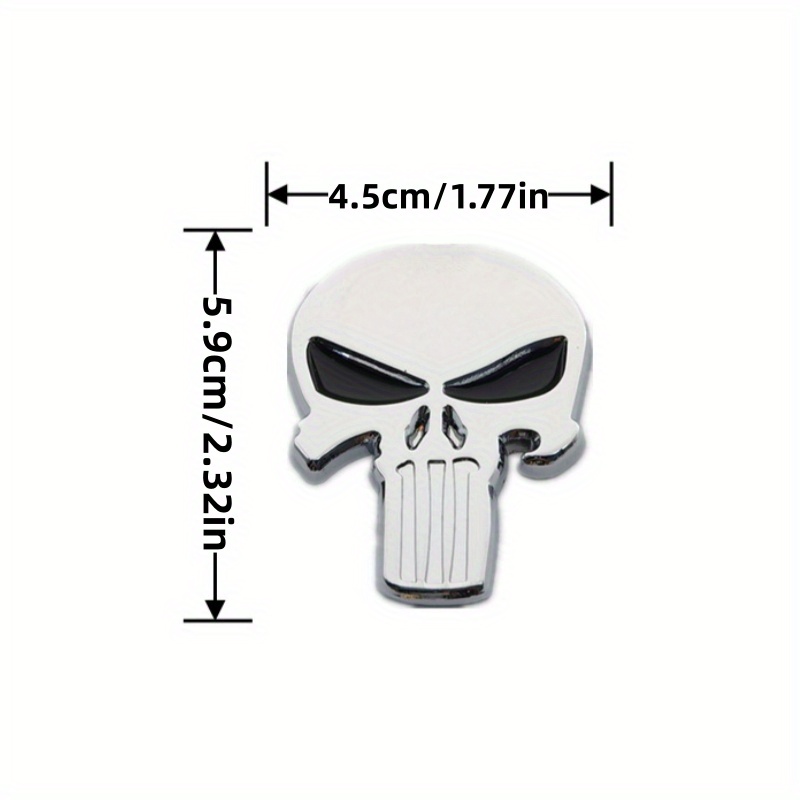 Sticker autocollant skull the punisher black badge 3d métal 5