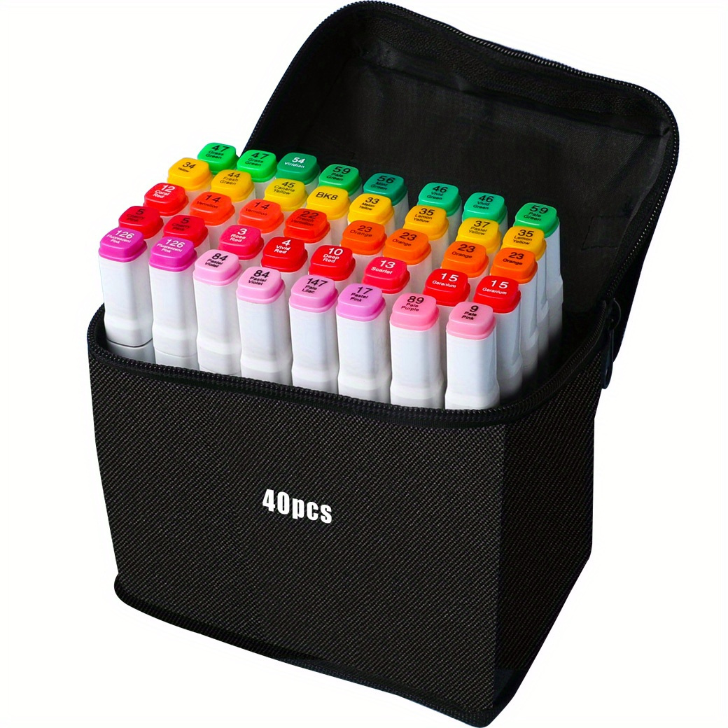 Dual Tip Artist Alcohol Markers Set With Carrying Case, Perfect