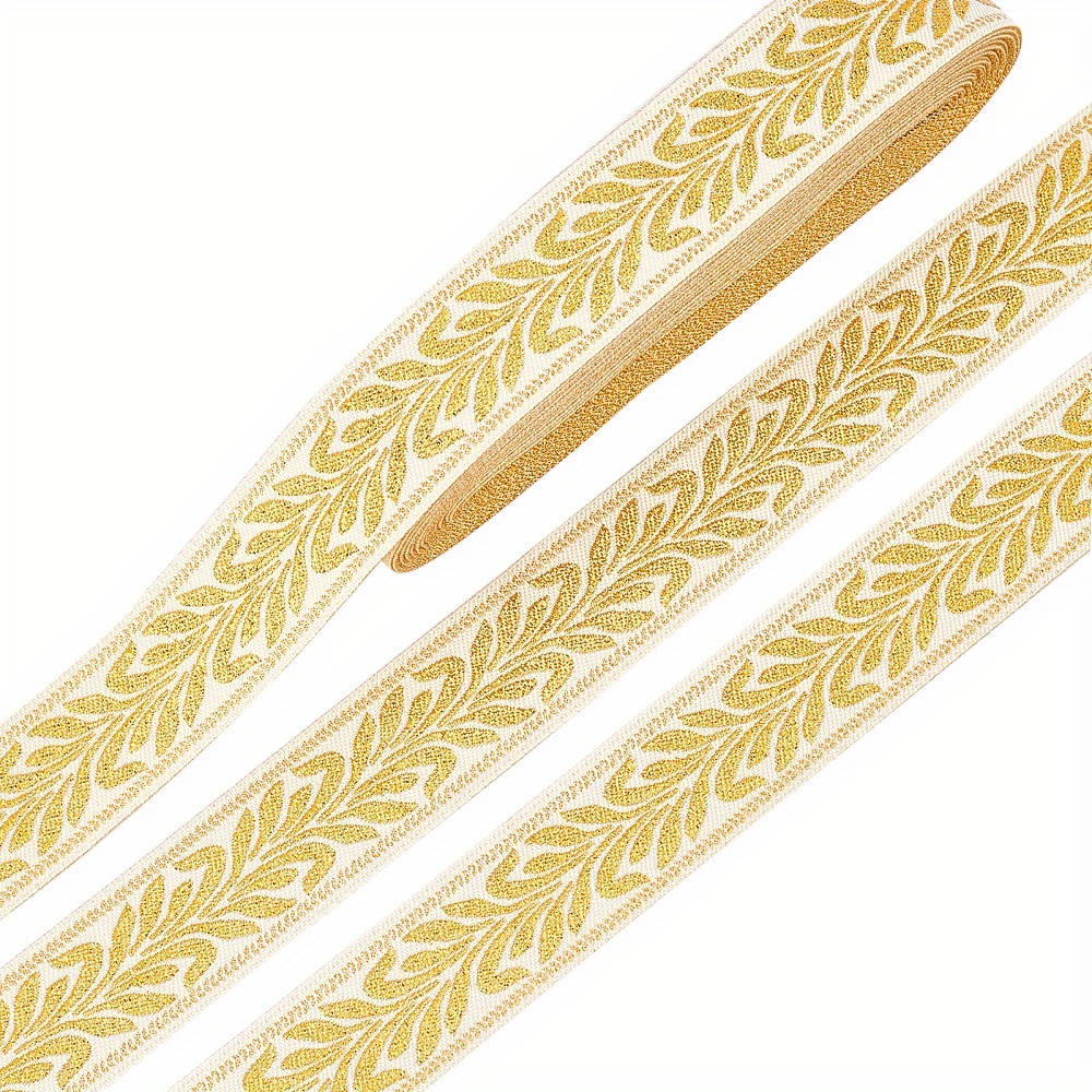 COHEALI 2pcs Upholstery Braid Gold Trim for Sewing Lace Ribbon Gimp Crafts  Braid Trim Ribbon Gold Braided Trim Wedding Dress Embellishment Astetic
