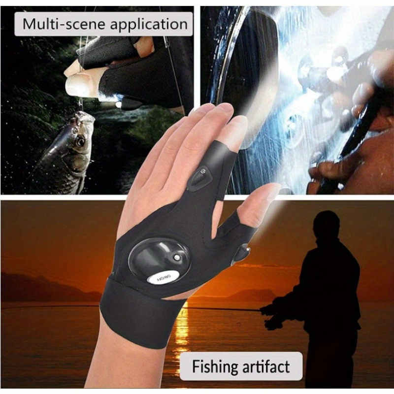 Led Fishing Gloves Lighting Half Finger Gloves Night Fishing - Temu