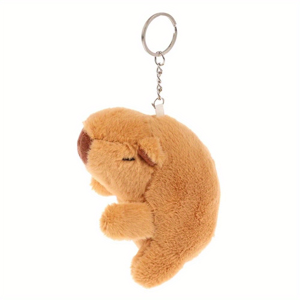 Cheap Stuffed Capybara Keychain with Hanging Buckle Cute Soft Fuzzy Mini  Plush Animal Doll DIY Key Ring Holder Keychain Pendant Backpack Ornament