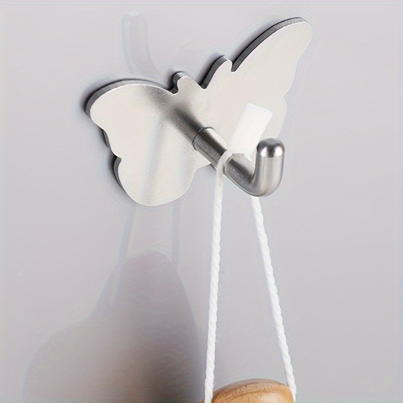 Multifunctional Silver Butterfly Hook Punch Coat Holder Bathroom Towel Hook