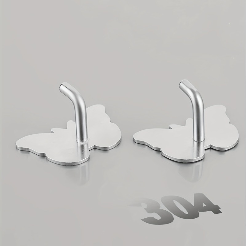 Multifunctional Silver Butterfly Hook Punch Coat Holder Bathroom Towel Hook