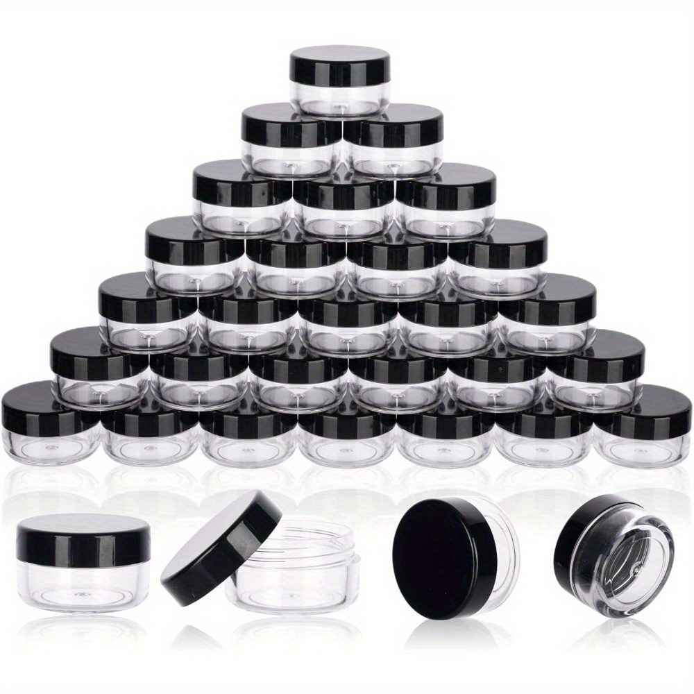 

50pcs 5 Gram Sample Containers With Lids, 5ml Sample Jars, Empty Cosmetic Containers With Lids, Small Makeup Travel Containers For Glitter, Lotion, Cream, Beads, With Labels, Mini Spatulas