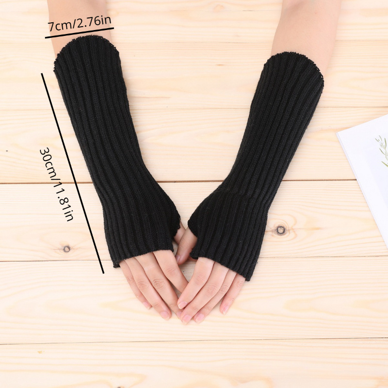 Long Fingerless Gloves Women Mitten Winter Arm Warmer - Temu Canada