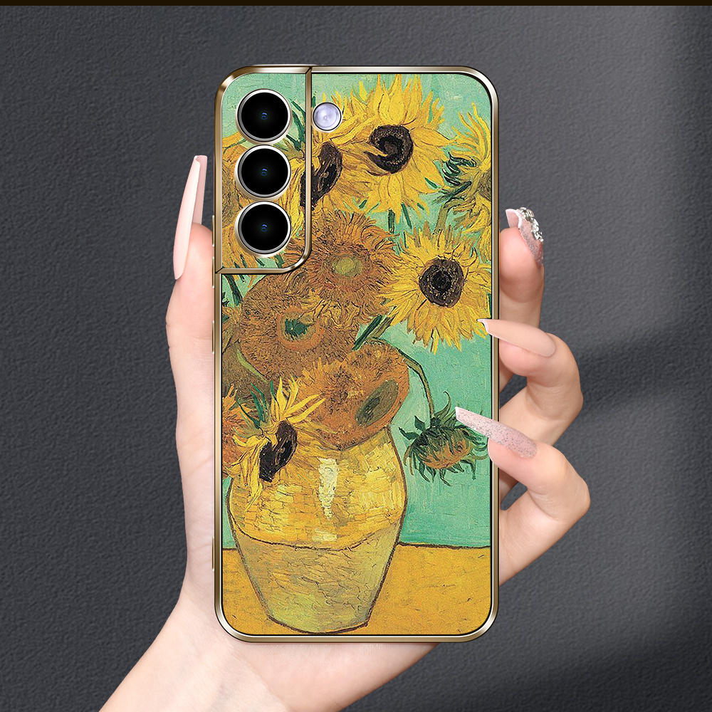 

Sunflower Sunflower Oil Painting Black Electroplated Shell Anti-skid Durable Versatile For Samsung Galaxy S21 S23 Fe Galaxy A52s 5g Galaxy S22 U1tra 5g Phone Case Samsung Galaxy S23 Ultra