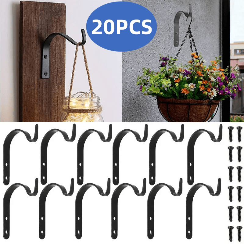 4pcs Metal Hooks, J-shaped Hook, Vintage Wall Hook, Screw Hooks, Plant  Holder, Flower Basket, Lantern Rack, Home Essential