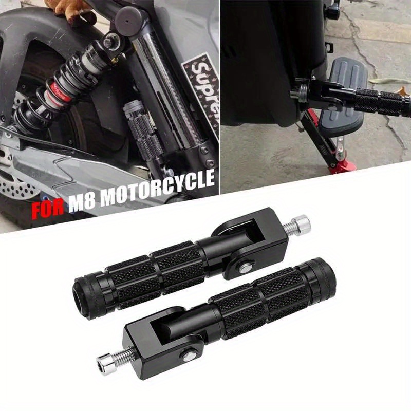 CNC Universal Motorcycle Bicycle Passenger Foot Pegs M8 Rearsets Rear Set  Footrests Footpeg Foot Rest Peg Pedals For Bike Install Hole 8mm