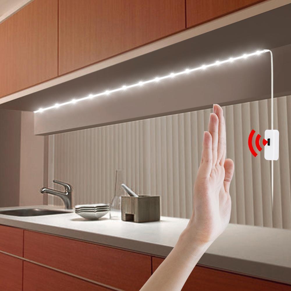 Kit de luz LED con Sensor de mano para debajo del armario, cinta de luz  Flexible