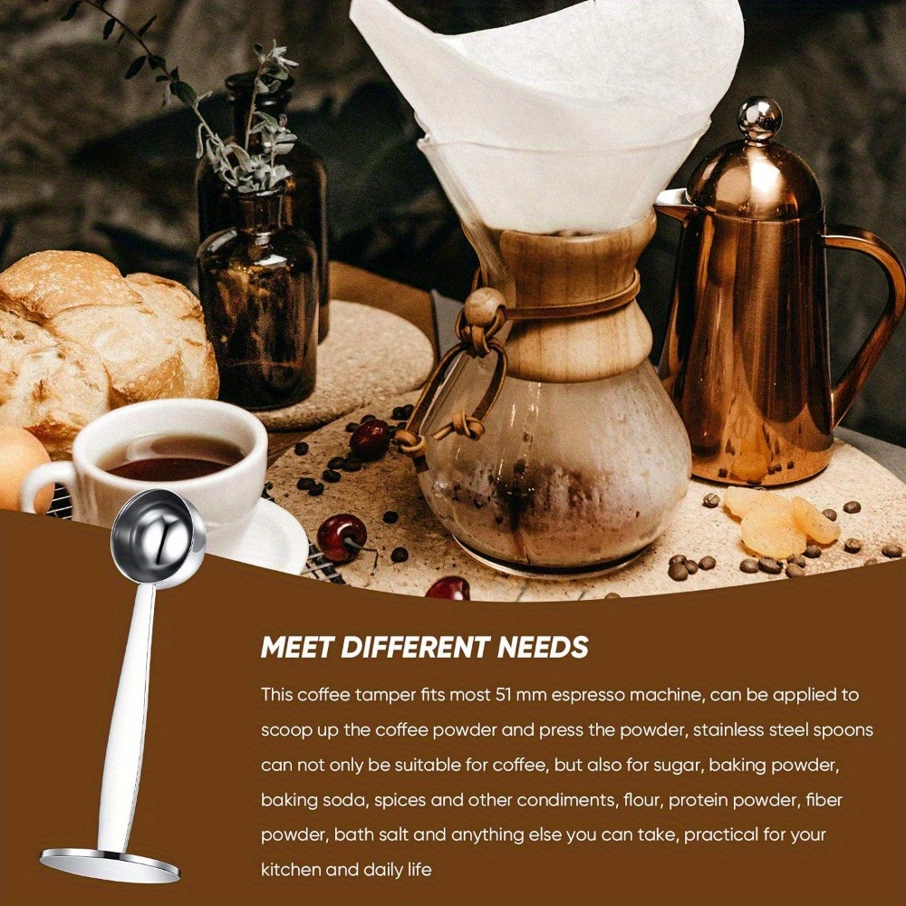 Coffee Tamper Base Stainless Steel Espresso Dispenser Coffee Bean Press Hammer Tool - 58mm