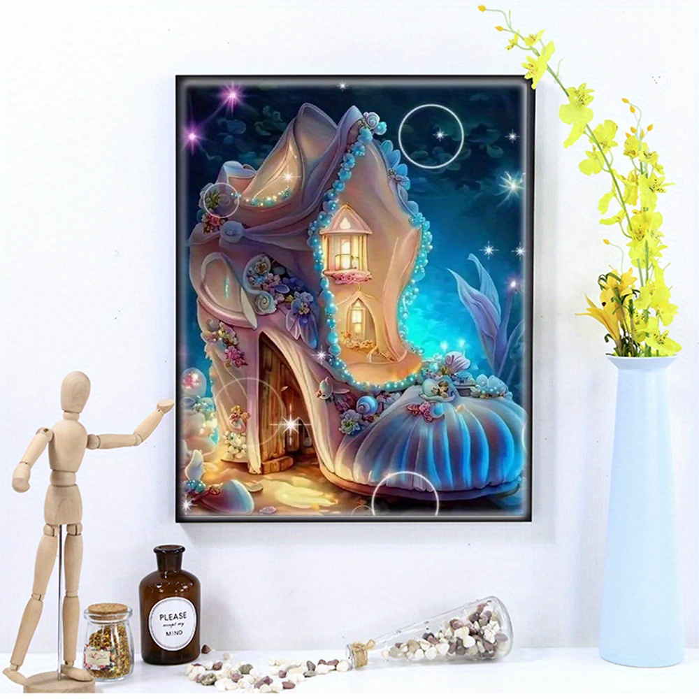 Full Round Diamond Canvas Fantasy Castle Home Wall Decor 5d - Temu