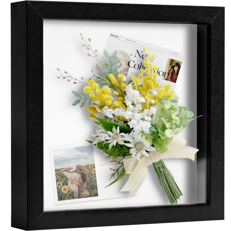 Shadow Box Picture Frame Deep Wooden Photo Frame 8x8 Dried Flowers
