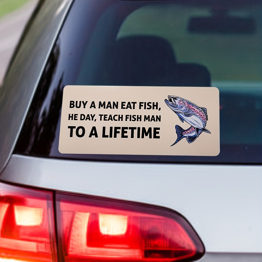 Buy A Man Eat Fish He Day Car Sticker Decorative Window Sticker Waterproof  External Accessories Vinyl Decal