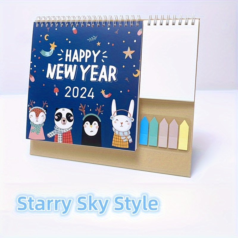 1pc, 2024 New Year Creative Multifunctional Pocket Sticky Note Desktop Desk  Calendar Coil Desk Calendar Schedule Planner Notes Calendar