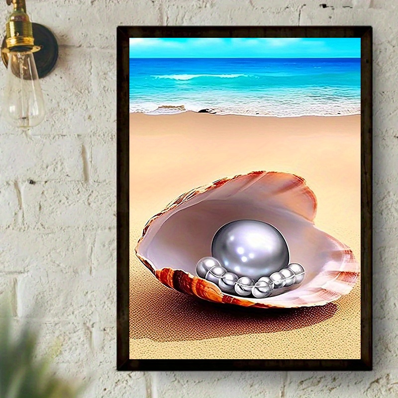 Beach Shell Pearl Diamond Painting Kit 5d Diy - Temu