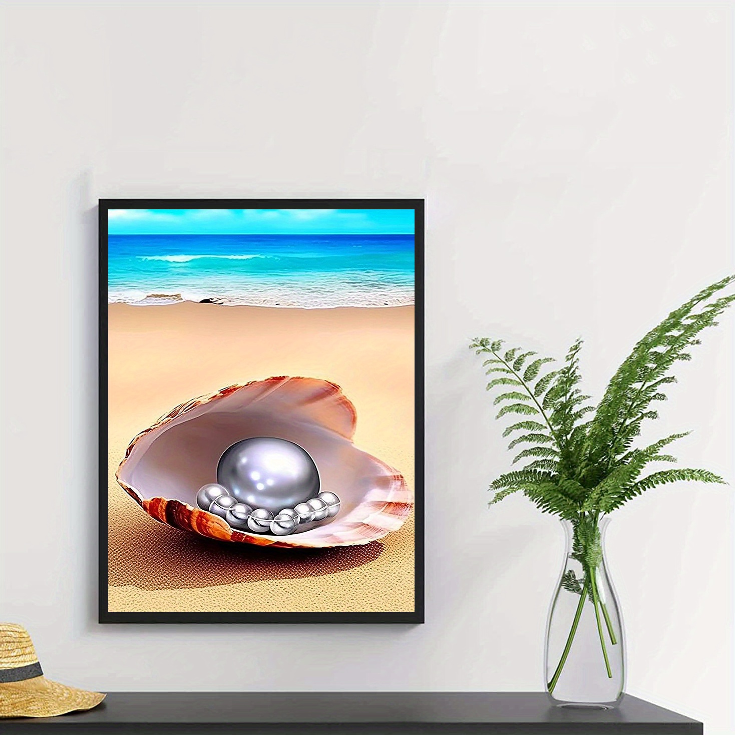 Diy Diamond Painting Beach Shell Art Handmade Home Wall Art - Temu