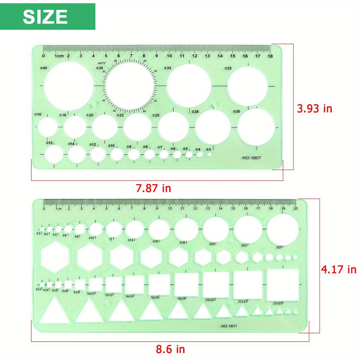 Circle Templates Measuring Geometry Ruler Plastic Geometric Drawing  Painting Stencils Scale Drafting Tools Shape Stencils Drawing Set for  School and Office, Building Formwork, Drawings Drafting 