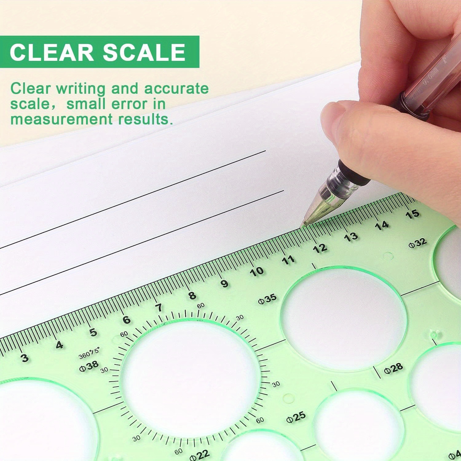 3 PCS Circle Template, Circle Drawing Tool, Circle Stencil, Ruler Circle  Template for Drawing, Clear Green Geometric Drawings Templates Rulers for