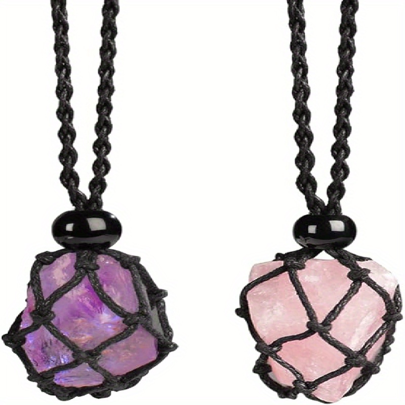3pcs Necklace Cord Empty Stone Holder Crystal Necklace Holder Pendant  Quartz Raw