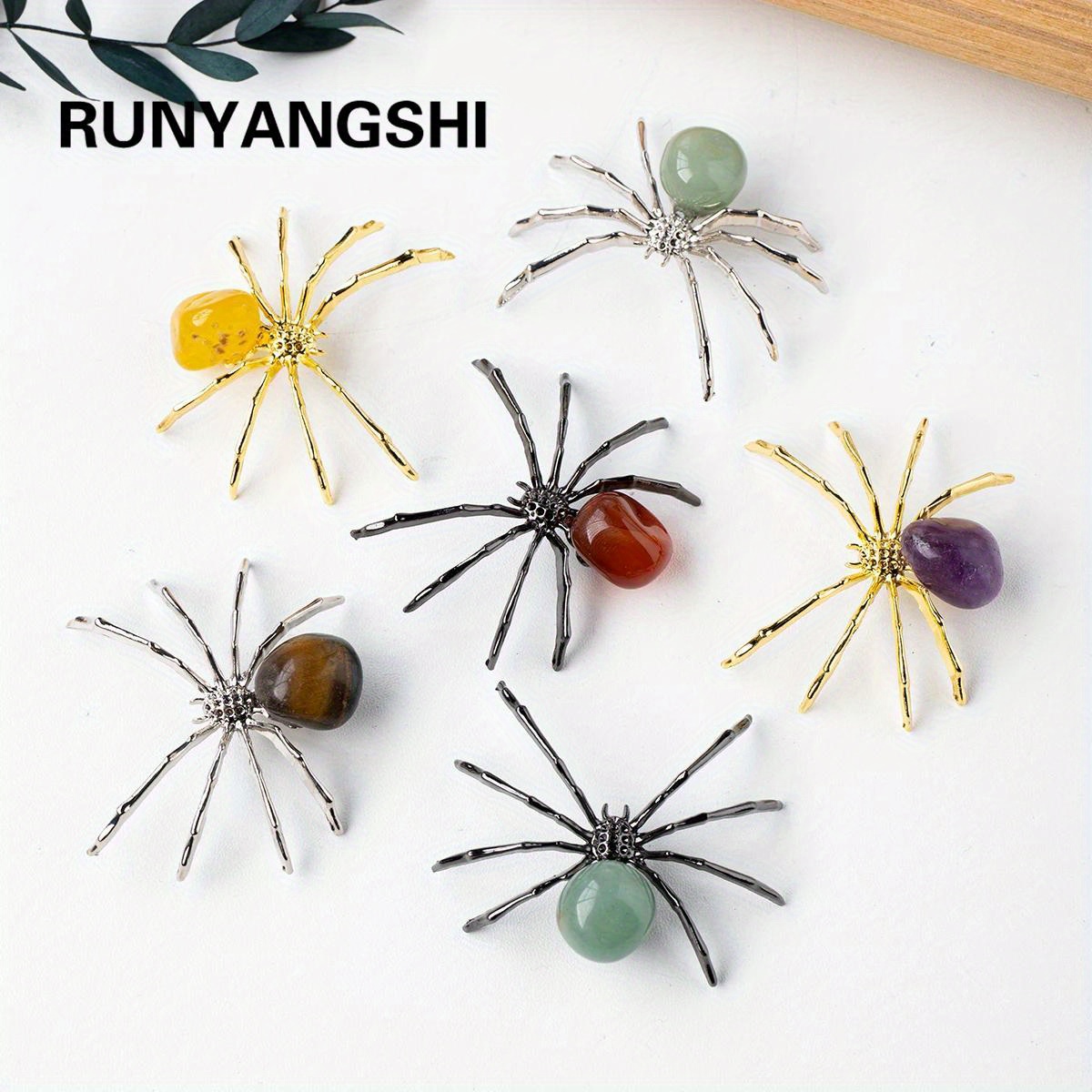 

Elegant Natural Crystal Spider Figurine - Metal Stone For & Aquarium Decor