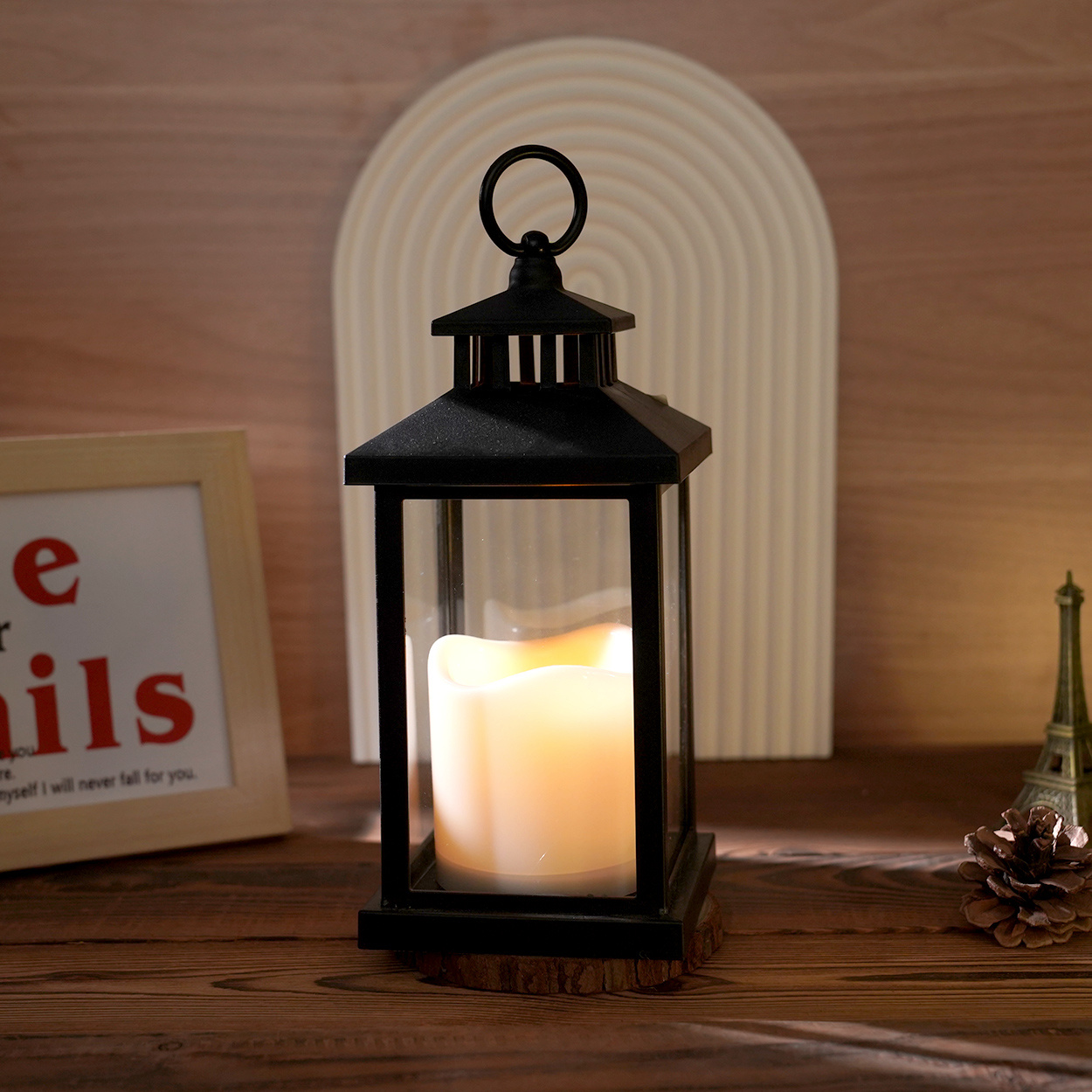 Decorative Lantern With Battery-powered Led Candle Light For