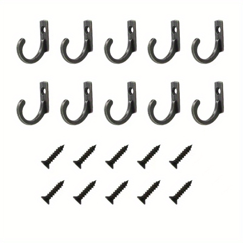 10pcs Wall Mounted Hooks With Screws, Small Coat Hooks, Bronze Single Hooks  For Coffee Cups, Bathroom Towel And Pajama Hooks, Home Supplies