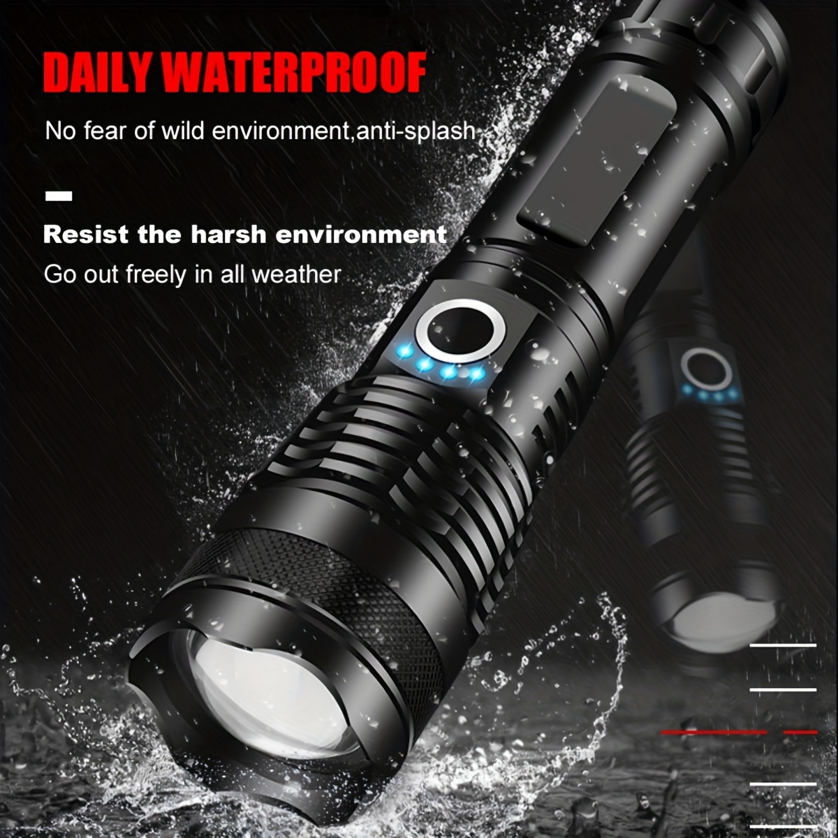 1pc Rechargeable Zoomable Flashlight, Small High Lumens Super Bright LED  Flashlight, Powerful Handheld Flashlights, Waterproof Flashlight With 3  Modes