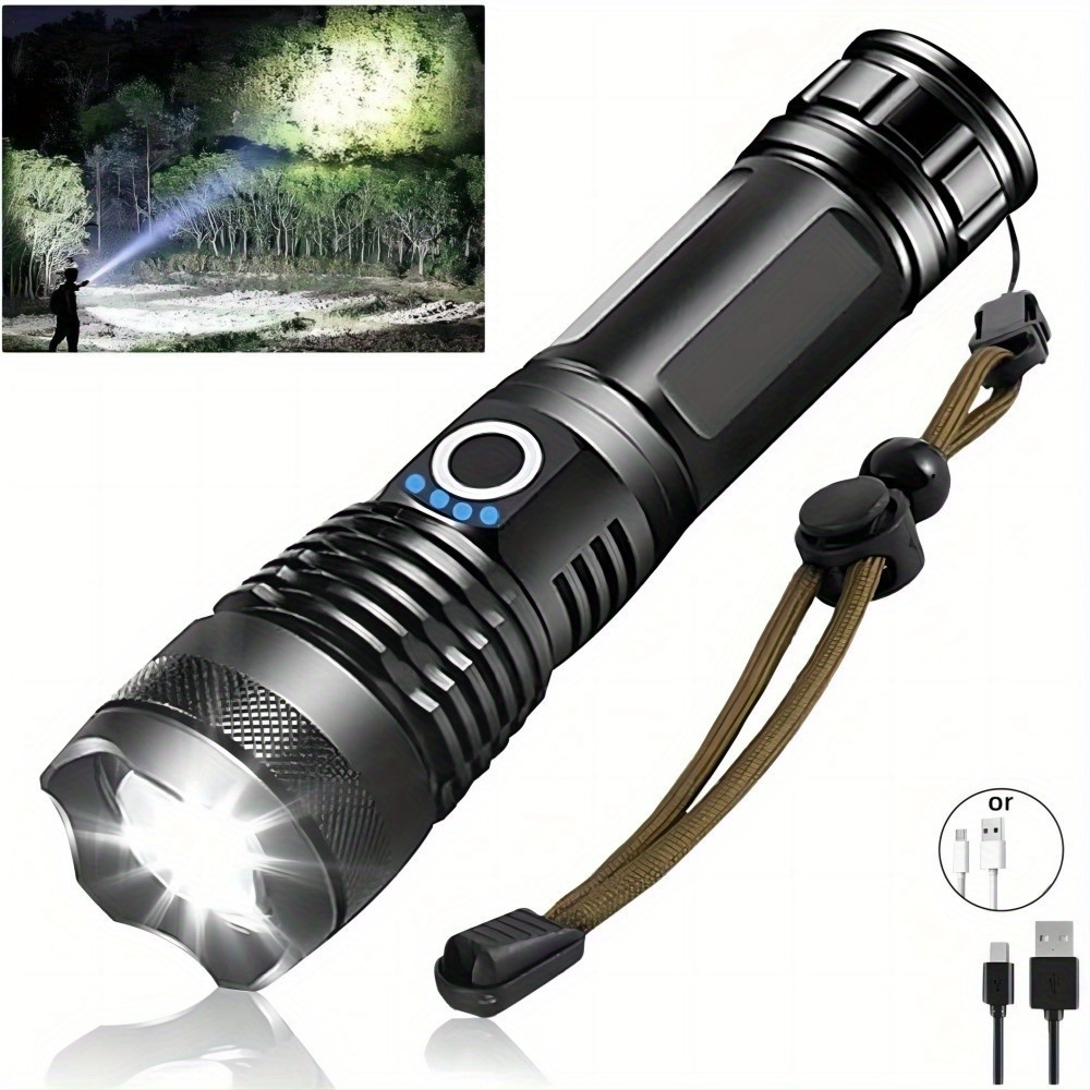 1pc Rechargeable Zoomable Flashlight, Small High Lumens Super Bright LED  Flashlight, Powerful Handheld Flashlights, Waterproof Flashlight With 3  Modes