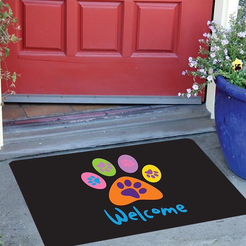 Dog Cat Paw Print Welcome Doormat Dirt Resistant Anti slip - Temu