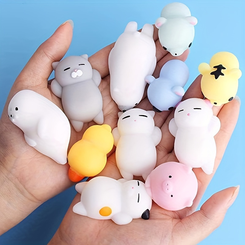 1-50PCS Cute Animal Squishies Kawaii Mochi Squeeze Stretch Stress Squishy  Toys