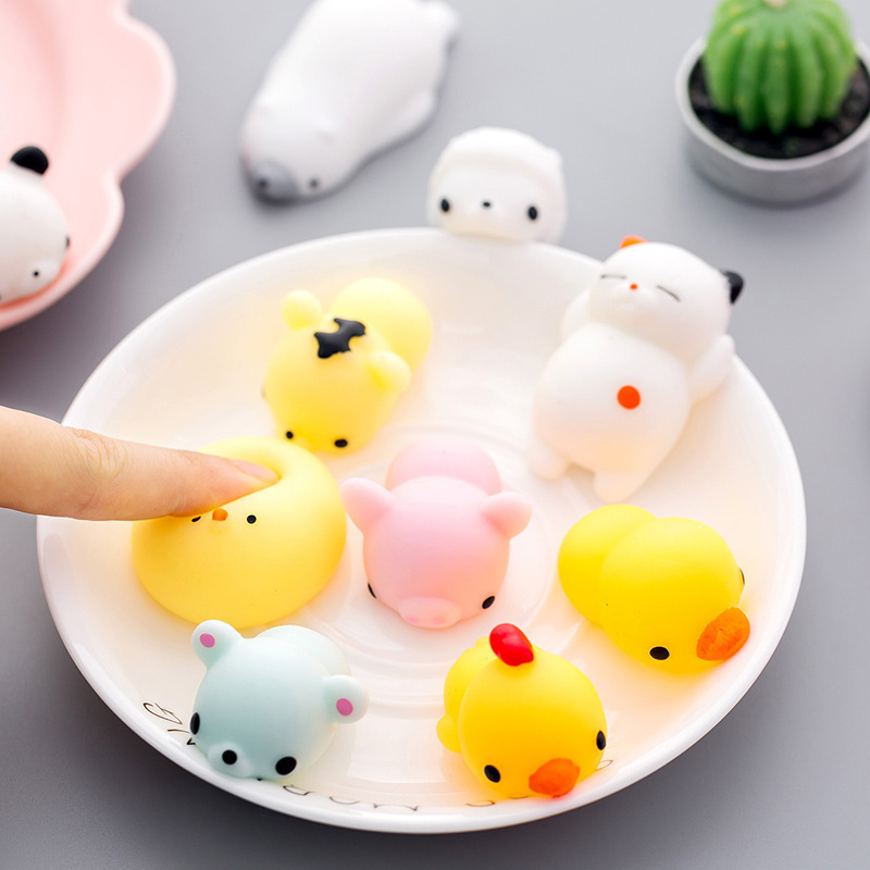 10PCS Mignon Animal Kawaii Mochi Pressé Étire Stress Soulagement Squishy  Toys (T