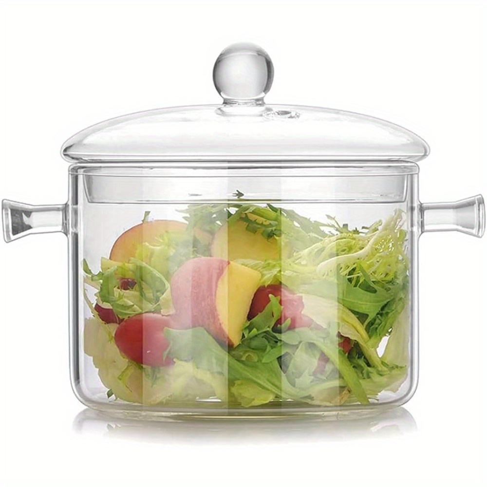 1pc Glass Cooking Pot With Lid, 54.1oz, Heat-resistant Borosilicate Glass  Pot, Beautiful Design, Safe To Use, Ideal For Milk And Food Supplement, Stov