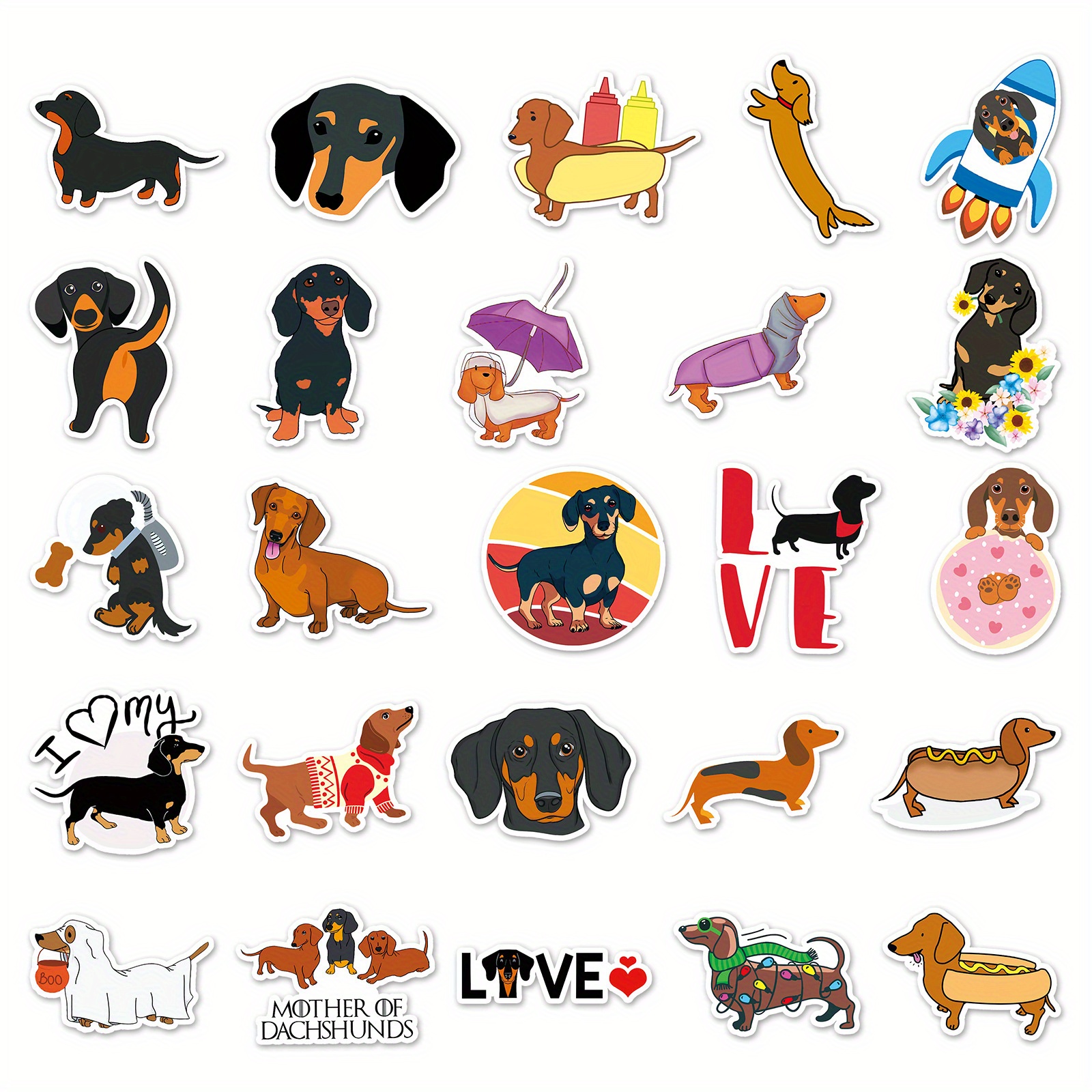 Dachshund Dog Pet Animals Cute Funny Love Doodle Art Cool Aesthetics  Cartoon Waterproof Stickers Pack For Adults For Suitcase Water Bottle Phone  Laptop Skateboard Luggage Party Decoration - Temu Israel