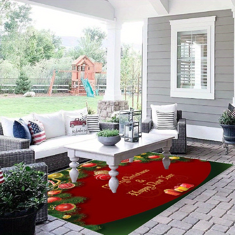 Christmas Snowman Outdoor Rug for Patio/Deck/Porch, Non-Slip Large