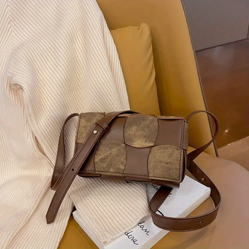 Retro Niche Mini Square Shoulder Bag, Braided Design Flap Crossbody Bag  Wallet For Women - Temu