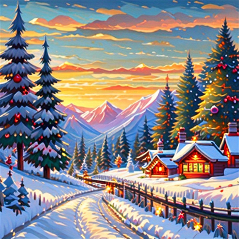 Christmas Landscape Pictures Diamond Art Painting Kits For - Temu