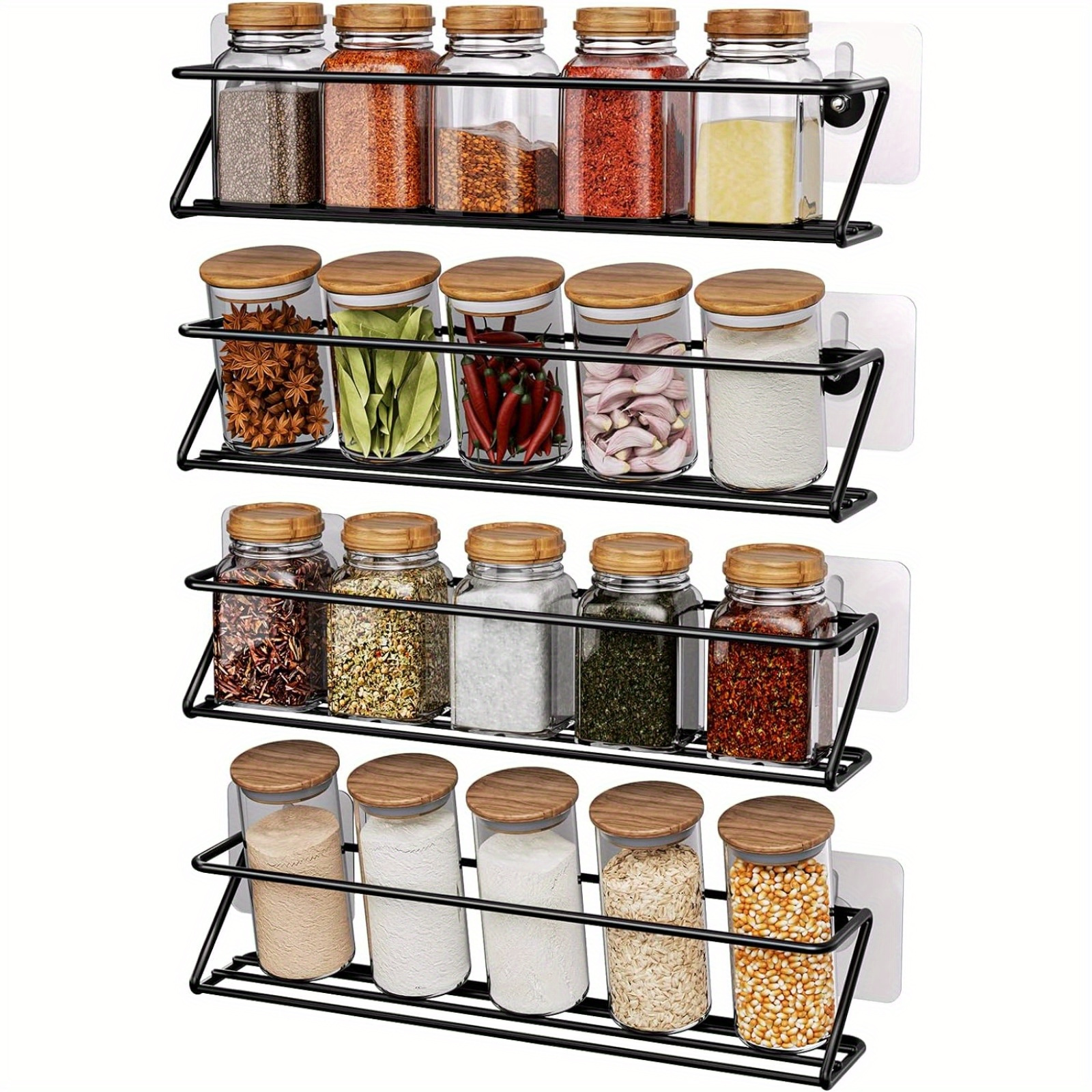 Hapirm Spice Shelf Organizer for Cabinet, Stackable Cabinet Shelf