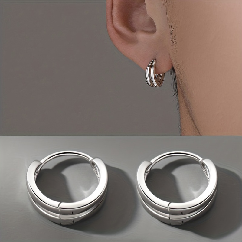 Men's double hot sale hoop earrings