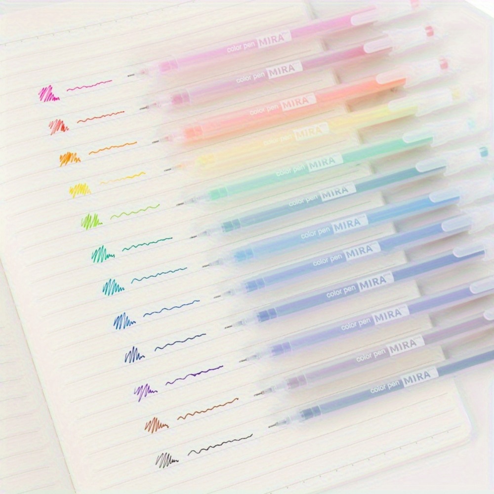 12 PCS Colored gel pens set Kawaii blue 0.5 mm ballpoint pen for journal  Cute School supplies Korean stationery