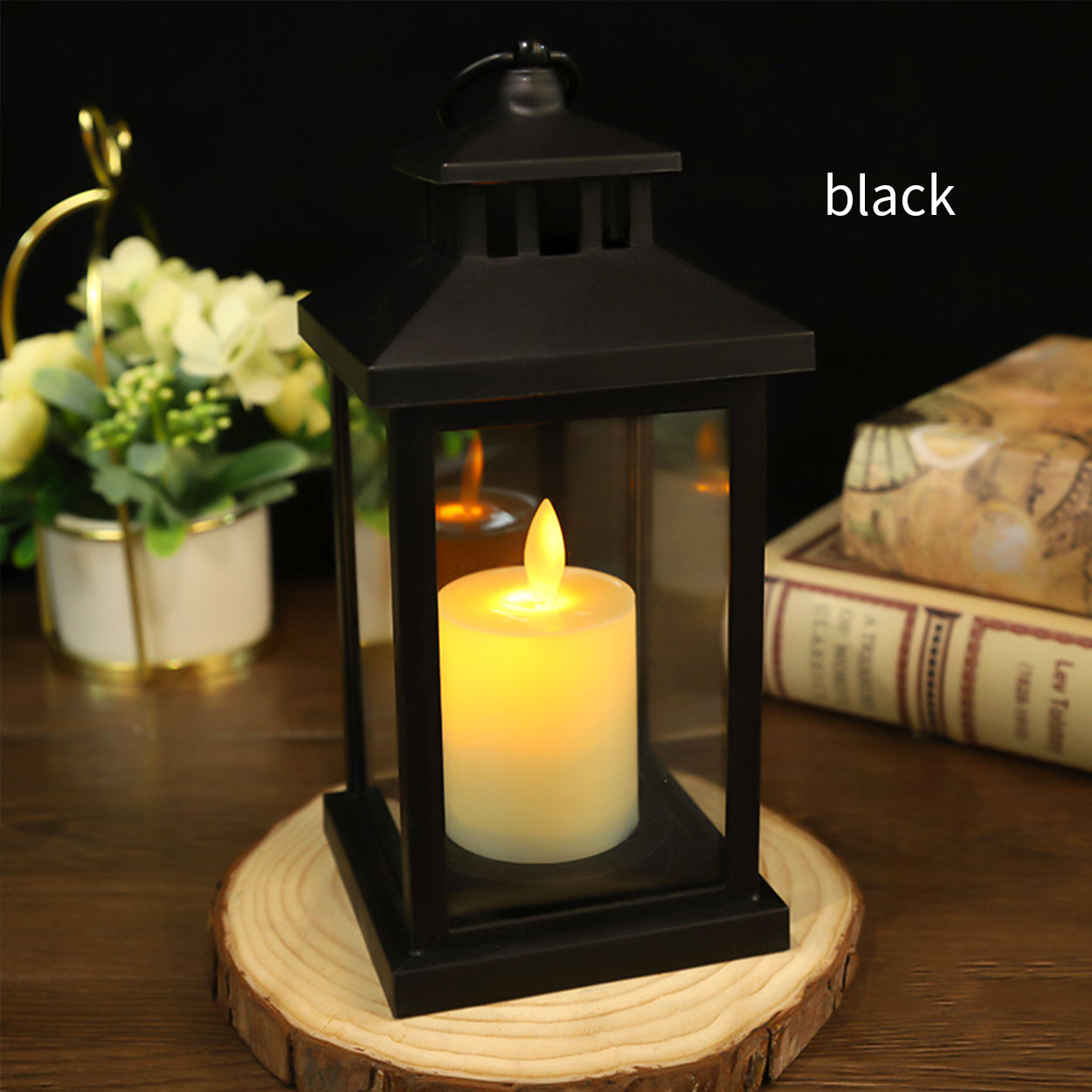 LED battery Table Lamp CANDLELIGHT, black, Black