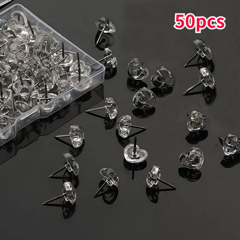 150 Boxed Push Pin, Clear Plastic Head Steel Point Pins For Thumbnail Wall  Corkboards Map Calendar Photo Hanging - Home, Office And Craft Projects!