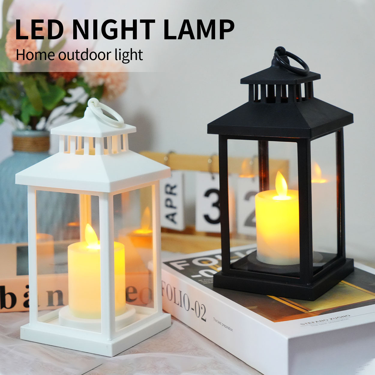 Lantern Decorative Candle Holders,Battery-Powered LED Candlestick