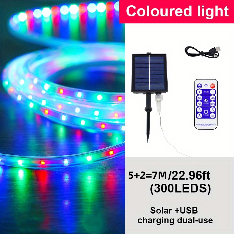 RGB LED Light Strip 5050 Remote Control USB Rechargeable Solar Lamp,  Christmas Lights, Outdoor Party Decoration.