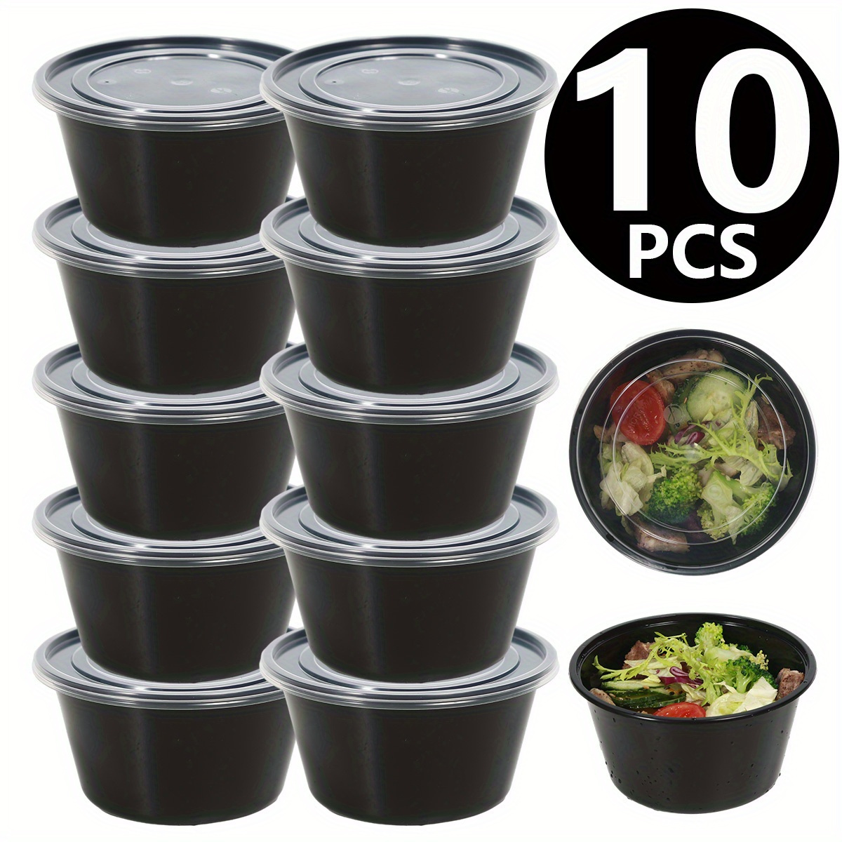 Freshware 15-Pack 2 Compartment Bento Lunch Boxes with Lids - Meal